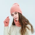 Miniatyrbilde 1 av 5: Bobble lue kvinners strikkede lue vinter