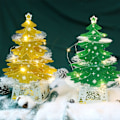 Miniatyrbillede 4 af 5: Julepynt, mini skrivebords julekort ornament, gyldent varmt lys KLB
