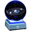 Miniatyrbillede 1 af 8: Sol-system krystalkugle 80mm solsystem med berøringskontakt LED-lysbase