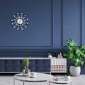 Miniatyrbillede 4 af 7: Solstråle vægur Sparkling Bling Metallic Sølv Blomst Formet Vægur til