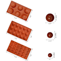 Miniatyrbillede 2 af 8: Halvkugleformet silikoneform, silikone chokoladeforme, 3 pakker bageforme KLB