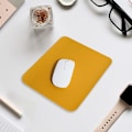 Miniatyrbillede 4 af 5: Læder Musemåtte til Bærbar Computer Personlighed Design Gul