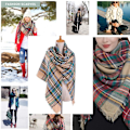 Miniatyrbild 5 av 5: Fashion Rutig Filt Scarf Stor Oversized Lång Scarf för Kvinnor Grön