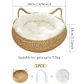 Miniatyrbilde 3 av 5: Kattesenger 2 i 1 Vevde kattekurver Seng med myk pute for komfortabel kattunge kattunge KLB