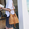 Miniatyrbilde 3 av 5: Sommer Rattan Handlepose Stor Kapasitet Strand Tre Handlepose