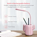 Miniatyrbillede 2 af 5: Børne skrivebordslampe, LED skrivebordslampe Touch Dimmable Sengebordslampe Læselampe Opladelig Skrivebordslampe Trådløs Penneholder (Pink) KLB