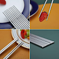 Miniatyrbillede 7 af 7: 10 par genanvendelige spisepinde, rustfrit stål metal spisepinde