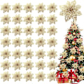 Miniatyrbilde 1 av 6: 36 stk. Glitter julestjerne hvit KLB
