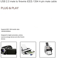 Miniatyrbillede 4 af 8: USB-kabel (han til Firewire IEEE1394a han, med 4 ben, til enheder