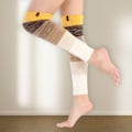 Pikkukuva 4 / 5: Naisten muodikkaat talviset leggings-saappaat pitkät jalkalämmittimet neulotut keltaiset KLB