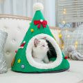 Miniatyrbild 1 av 4: Jul kattbädd inomhus katthus jul kattbädd grön KLB