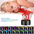 Miniatyrbillede 2 af 5: 3D Dinosaur Natlampe, LED Strip 3D Illusion Lys Dinosaur Gave 16 Farver
