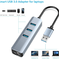 Miniatyrbillede 2 af 7: USB 3.0 til Ethernet-adapter, 3-port USB 3.0-hub med RJ45