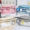 Miniatyrbilde 5 av 5: Pennal Etui Transparent Veske Markørveske Multifunksjonell Hvit KLB