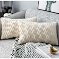 Miniatyrbillede 1 af 5: Fløjls pudebetræk 30x50cm til stue sofa, sæt med 4 ensfarvede firkantede pudebetræk soveværelse dekoration, hvid KLB
