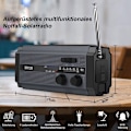 Miniatyrbillede 2 af 7: Solcelledrevet radio, AM/FM håndsvingradio, bærbar nødradio med 5000 mAh