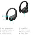 Miniatyrbillede 2 af 6: Bluetooth sports-hovedtelefoner, 60 timer med opladningsetui, LED-display, ENC HD