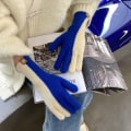 Miniatyrbilde 4 av 5: Kvinners Vinter Touchscreen Ull Magiske Hansker Varme Strikket Fleece Foret for Blå + Beige KLB