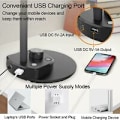 Miniatyrbilde 4 av 5: LED-skrivebordslampe med USB-ladeport, 3 fargemoduser, leselys, fullt dimbar, smart sensor, automatisk dimming, arbeidslys