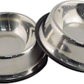Miniatyrbillede 1 af 7: Rustfrit stålskål til hunde med gummibase til små/mellemstore/store hunde KLB
