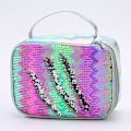 Miniatyrbilde 1 av 5: Lunsjpose for jenter, Sequin isolert kjølebag, Fargeskiftende klaff for barn 10,6*8,2*4,3 tommer (hvit)