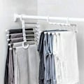 Miniatyrbillede 3 af 4: Foldbare bukseophæng, 2 stk., 5 i 1 bukseophæng, pladsbesparende, lavet af plast og rustfrit stål