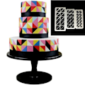 Miniatyrbild 2 av 4: 2-pack geometriska pusselpräglingsremsor för chokladtårta, enkelt grafiskt tryck
