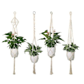 Miniatyrbild 1 av 6: Set med 4 blomkrukeväxthållare inomhus utomhus macrame växtkrukehållare