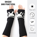 Miniatyrbillede 4 af 5: Dame Vinter Fingerless Handsker Strik Arm Varmer Tommelfingerhul Miter med Ka Sort KLB