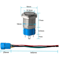 Miniatyrbilde 2 av 4: 3 stk Premium 12V/24V 5A Momentary Trykknappbryter, 16mm Trykknappbryter, Blå LED IP67 Vanntett Bryter med Strømstikkontakt