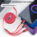 Pikkukuva 4 / 8: 3 in 1 Teleskooppinen latauskaapeli Apple Android Punainen