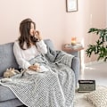 Miniatyrbilde 2 av 4: Grovt strikket teppe, mykt, kabelmønster, pledd til sofa