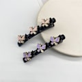Miniatyrbillede 1 af 5: To glitter sommerfugl sten vævede hårklemmer, satin stof hårklemme, firekløver hakket hårklemme, and klemme, s vævede hårklemme