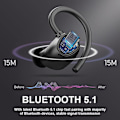 Pikkukuva 3 / 8: Bluetooth 5.1 -kuulokkeet urheiluun, langattomat nappikuulokkeet mustat