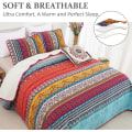 Miniatyrbillede 4 af 5: Bohemian Quiltet Sengetæppe Dobbelt 3-delt Patchwork Sengetæppe Vendbart Quilt Blødt Mikrofiber Sengetøj 220 240 cm KLB