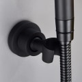 Miniatyrbillede 2 af 5: Rund sort bruseholder i rustfrit stål, brusehovedholder til vægmontering, 360° roterbar håndbruserholder, brusehovedholder