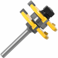 Miniatyrbillede 3 af 5: 8MM skaft Matched Tongue and Groove fræsesæt 3 tænder T-form træskærer Trimning træbearbejdningsværktøj KLB