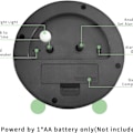 Miniatyrbild 3 av 5: Väggklocka sängbord, tyst, ingen tickande, batteridriven, analog, väckarklocka med