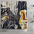 Miniatyrbillede 6 af 7: Pieces Ink Marble Texture Bruseforhængssæt med skridsikker tæppe, KLB
