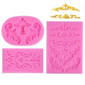 Miniatyrbild 1 av 7: 3-pack barock silikon fondantformar 3D skulpterade rullverk snirklar filigran