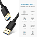 Miniatyrbillede 5 af 7: USB 3.0 A til A han-kabel 3ft, USB til USB-kabel USB han til 3ft