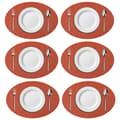 Faux Bambu Värmebeständiga Orange Ovalformade Vävda Vinyl Placemats