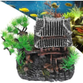 Miniatyrbilde 4 av 4: Akvariumhus Kunstig Harpiks Gammelt Hus Akvarium Landskapsfisk Reke Gjemmested Hule for Akvarium Ornament(A)