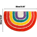 Miniatyrbillede 3 af 5: Stribet bademåtte i farver Halvrund Mikrofiber Skridsikker og absorberende til badekar 50x80cm, Brusebad, Badeværelse, Køkken, Indgang, C-