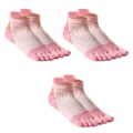 Miniatyrbillede 1 af 6: 3 par fem-finger sokker korte rør løbestrømper pink KLB