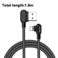 Pikkukuva 1 / 8: Type C -puhelin 90 asteen kaksoiskulmainen LED-pikalatauskaapeli 1,8 metriä KLB