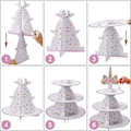Miniatyrbillede 8 af 8: Kagefad 3-etagers cupcake muffin stand lavet af pap til bryllupsfest KLB