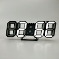 Miniatyrbillede 1 af 7: 3D Stereo LED Alarmur Stue 3D Vægur Sort Ramme Hvidt Lys