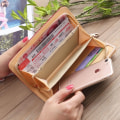 Miniatyrbilde 5 av 7: Kvinners pregede diamant retro mønster multikort clutch lommebok (Khaki)