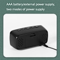Miniatyrbild 5 av 6: Batteridriven LED-väckarklocka för sängbord, rektangulär, svart